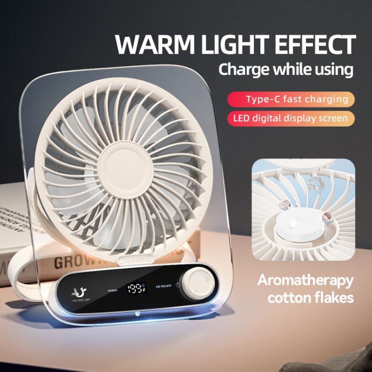 199-speed Desktop wall-mounted Fan With Handle & Light Built-in  Aromatherapy Cotton(Clear Black) | Stornfield