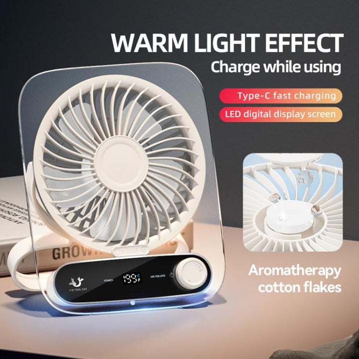 199-speed Desktop wall-mounted Fan With Handle & Light Built-in  Aromatherapy Cotton(Clear Black) | Stornfield