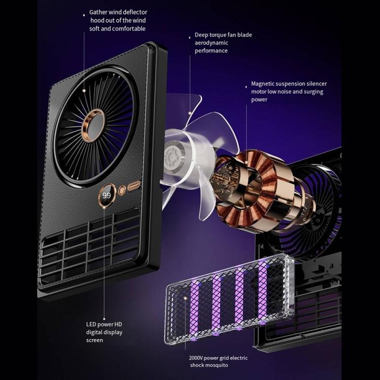 2-in-1 Household Electric Fan Mosquito Killer Lamp LED Digita lDesktop Fan, Color: Plug-in Black | Stornfield