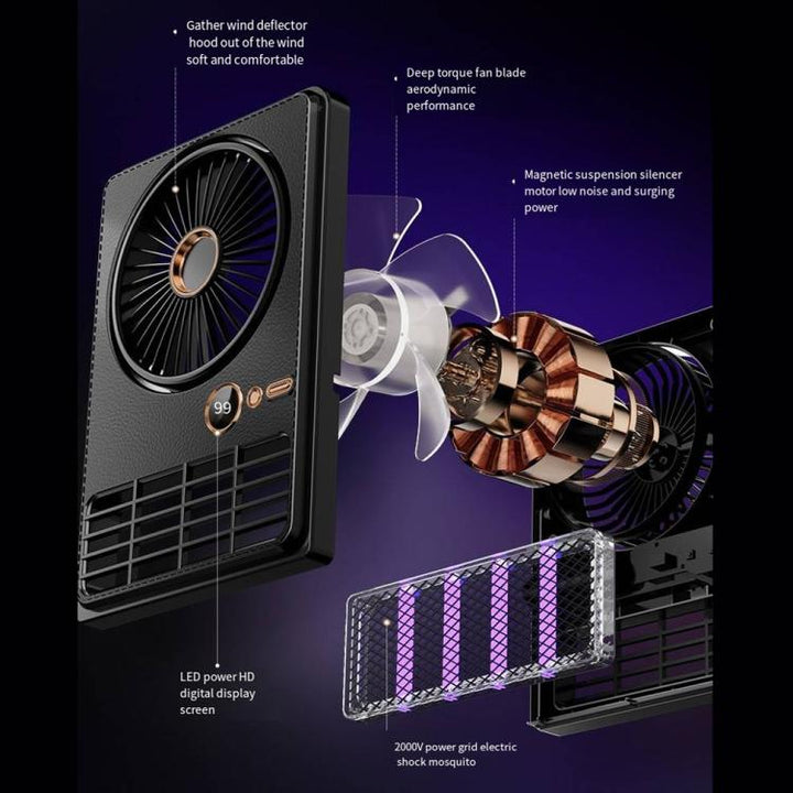 2-in-1 Household Electric Fan Mosquito Killer Lamp LED Digita lDesktop Fan, Color: Plug-in Black | Stornfield