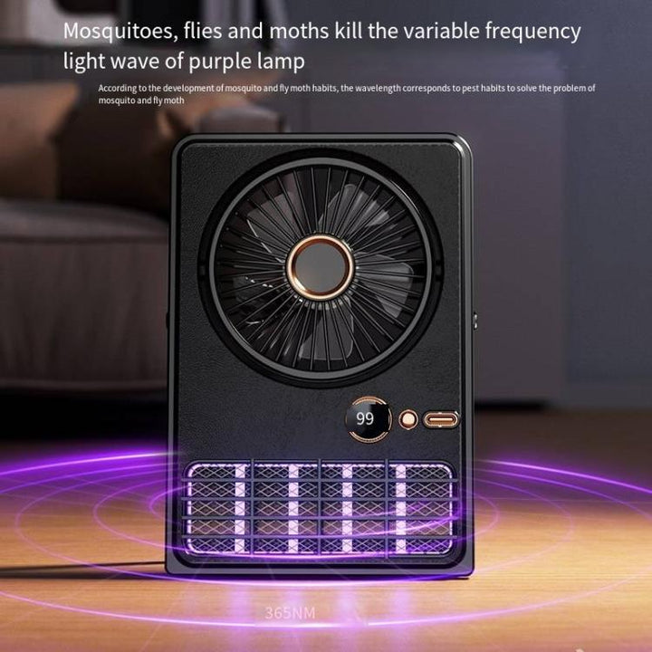 2-in-1 Household Electric Fan Mosquito Killer Lamp LED Digita lDesktop Fan, Color: Plug-in Black | Stornfield