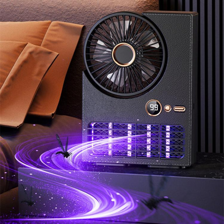 2-in-1 Household Electric Fan Mosquito Killer Lamp LED Digita lDesktop Fan, Color: Plug-in Black | Stornfield