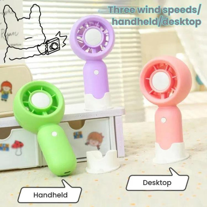 Handheld Rechargeable Fan Outdoor Camping Cooling Fan With Phone Holder Base(Green) | Stornfield