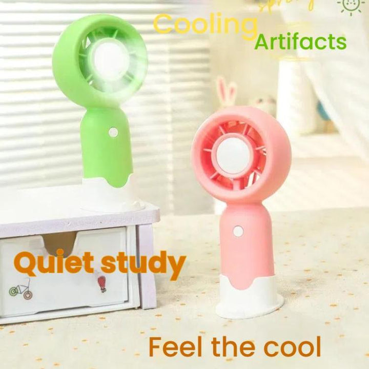 Handheld Rechargeable Fan Outdoor Camping Cooling Fan With Phone Holder Base(Green) | Stornfield