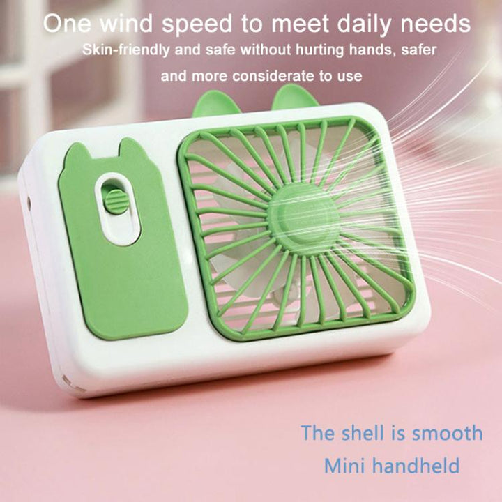 Cute Cartoon Kitten Camera Handheld Large Wind Rechargeable Fan With Stand Desktop Fan(Pink) | Stornfield