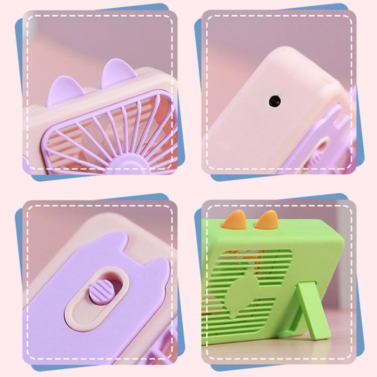 Cute Cartoon Kitten Camera Handheld Large Wind Rechargeable Fan With Stand Desktop Fan(Pink) | Stornfield