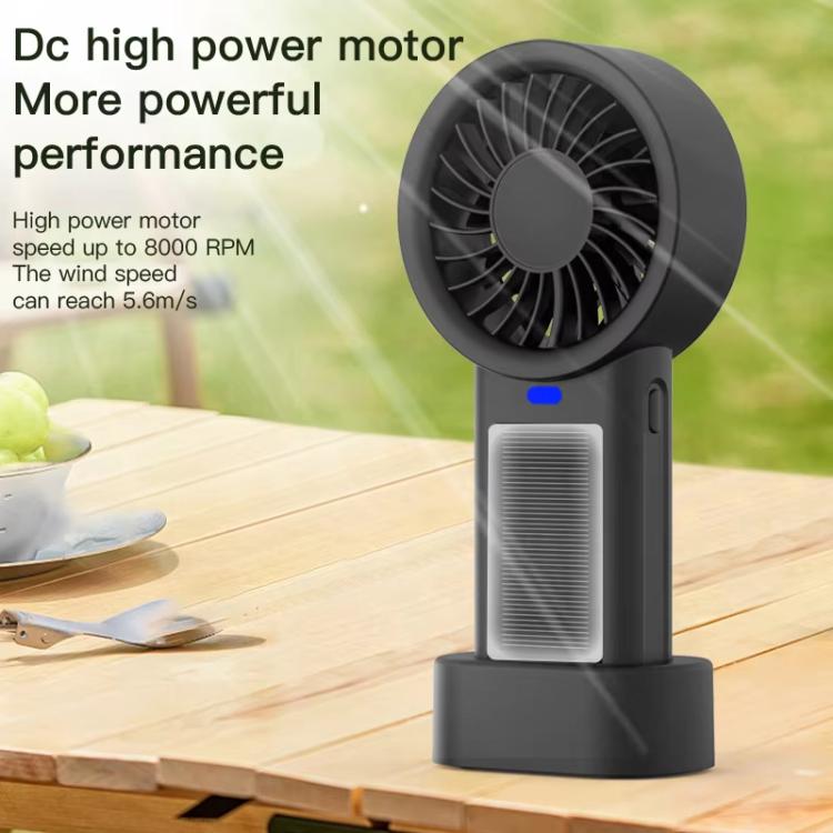 Solar Powered Handheld & Desk Fan with 5-Speed Turbo 12 Blades USB Type-C Fast Charging(Black) | Stornfield