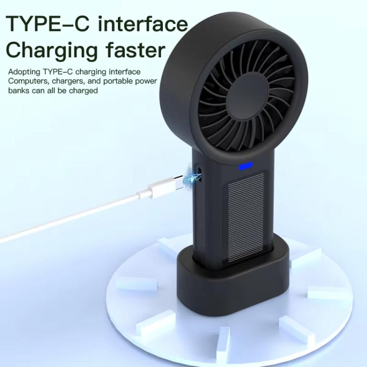 Solar Powered Handheld & Desk Fan with 5-Speed Turbo 12 Blades USB Type-C Fast Charging(Black) | Stornfield