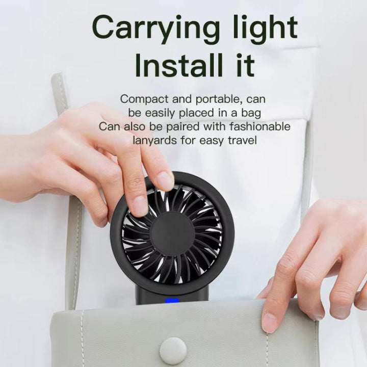 Solar Powered Handheld & Desk Fan with 5-Speed Turbo 12 Blades USB Type-C Fast Charging(Black) | Stornfield