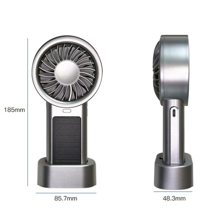 Solar Powered Handheld & Desk Fan with 5-Speed Turbo 12 Blades USB Type-C Fast Charging(Black) | Stornfield