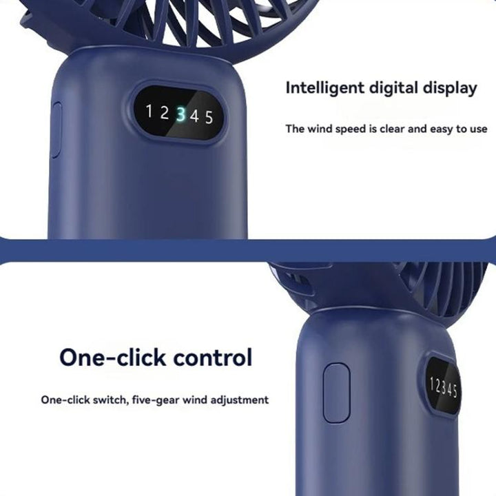 5-speed Wind Speed Handheld USB Charging Small Fan With Desktop Stand(Dark Blue) | Stornfield