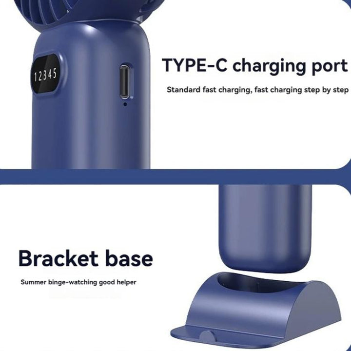 5-speed Wind Speed Handheld USB Charging Small Fan With Desktop Stand(Dark Blue) | Stornfield