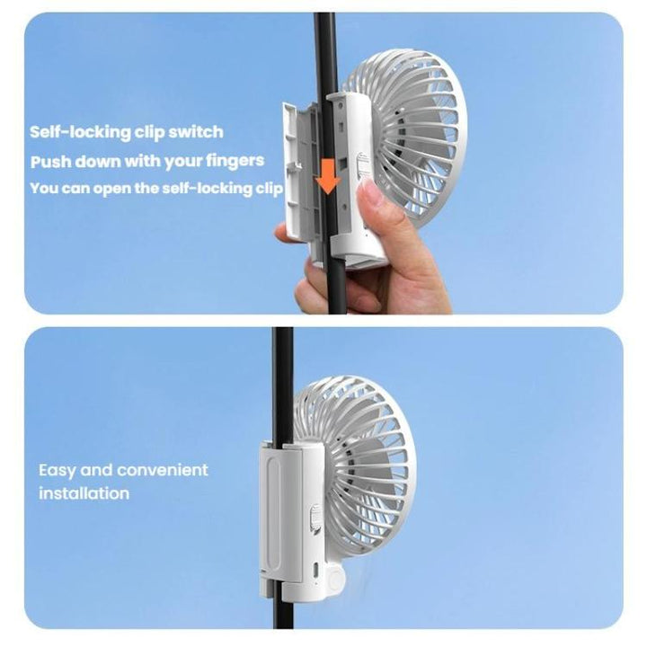 Folding Hanging Umbrella Fan USB Handheld Portable Umbrella Clip Fan Compact Desktop Fan(White) | Stornfield