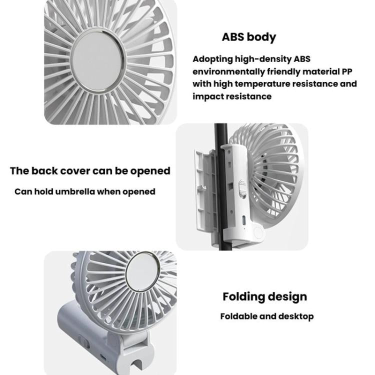 Folding Hanging Umbrella Fan USB Handheld Portable Umbrella Clip Fan Compact Desktop Fan(White) | Stornfield