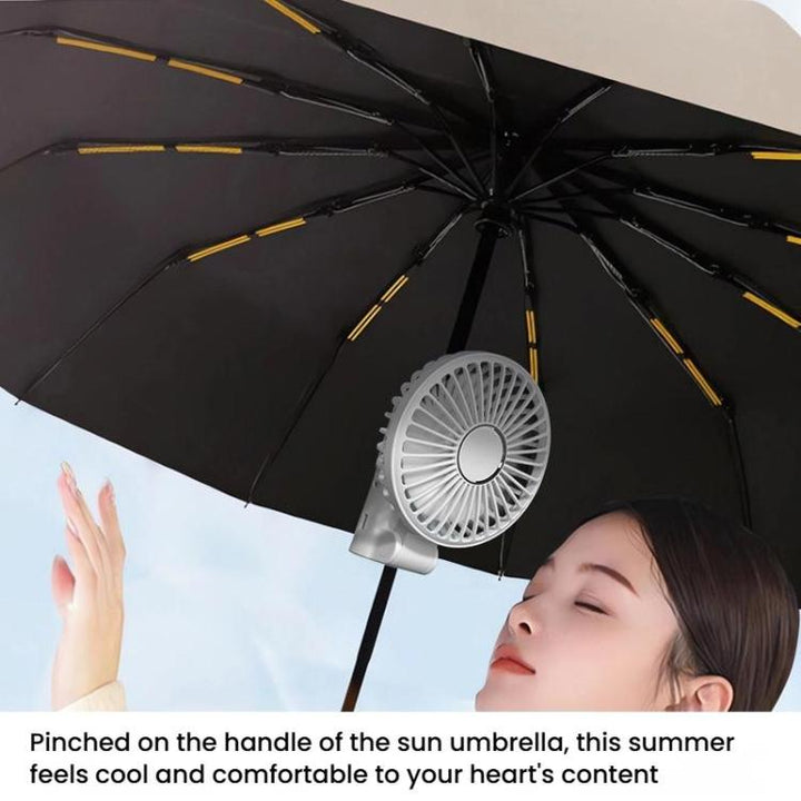 Folding Hanging Umbrella Fan USB Handheld Portable Umbrella Clip Fan Compact Desktop Fan(Black) | Stornfield