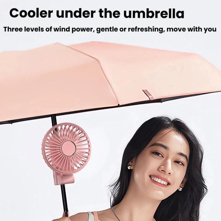 Folding Hanging Umbrella Fan USB Handheld Portable Umbrella Clip Fan Compact Desktop Fan(Black) | Stornfield
