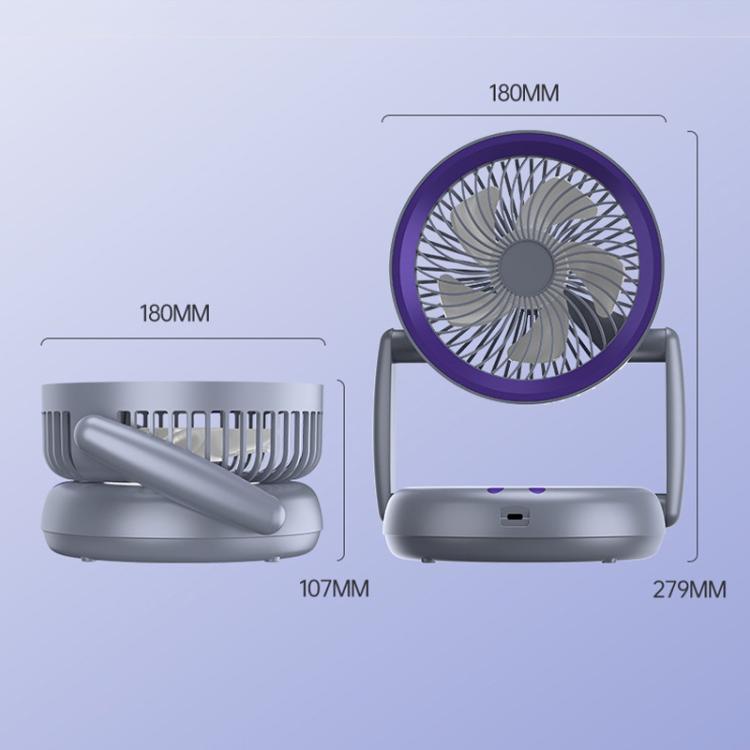 Foldable Air Circulator Fan With Battery Indicator Household Desktop & Wall-Mounted Fan With LED Light(Grey Purple) | Stornfield
