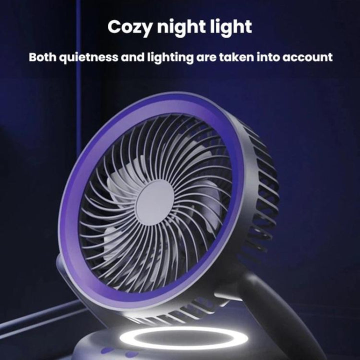 Foldable Air Circulator Fan With Battery Indicator Household Desktop & Wall-Mounted Fan With LED Light(Grey Purple) | Stornfield