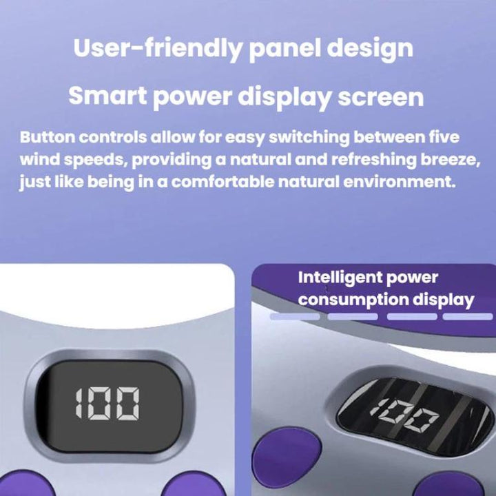 Foldable Air Circulator Fan With Battery Indicator Household Desktop & Wall-Mounted Fan With LED Light(Grey Purple) | Stornfield