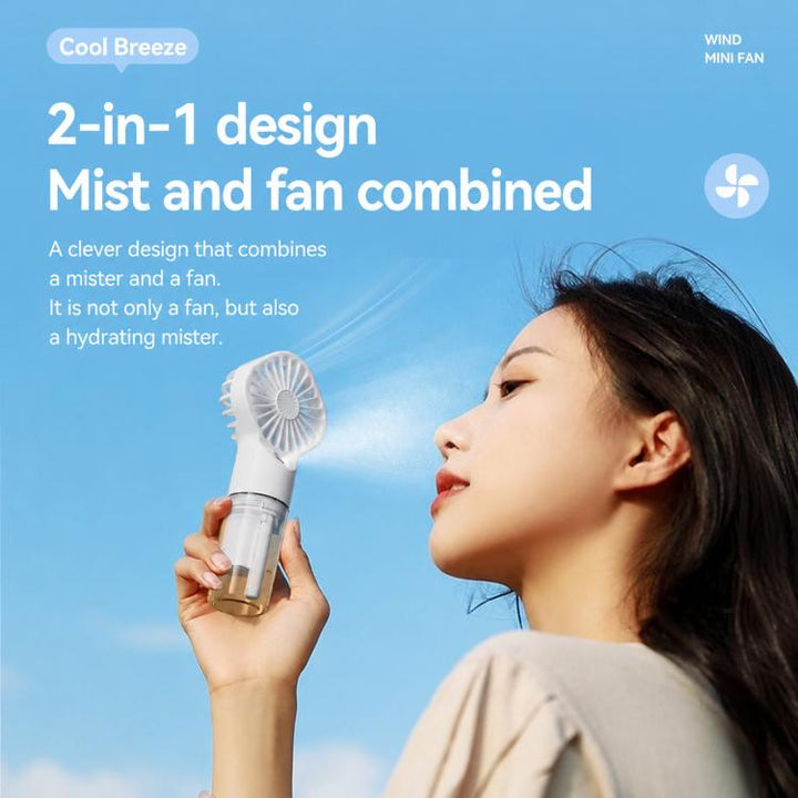 Handheld Misting Fan Portable Water Spray Fan Type-C Rechargeable Mini Personal Face Mister Fan(F3 White) | Stornfield