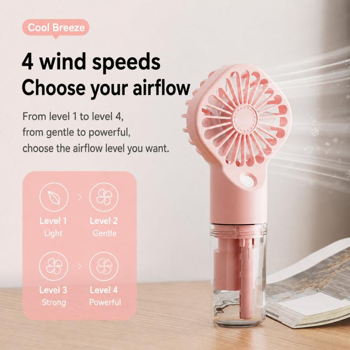 Handheld Misting Fan Portable Water Spray Fan Type-C Rechargeable Mini Personal Face Mister Fan(F3 White) | Stornfield