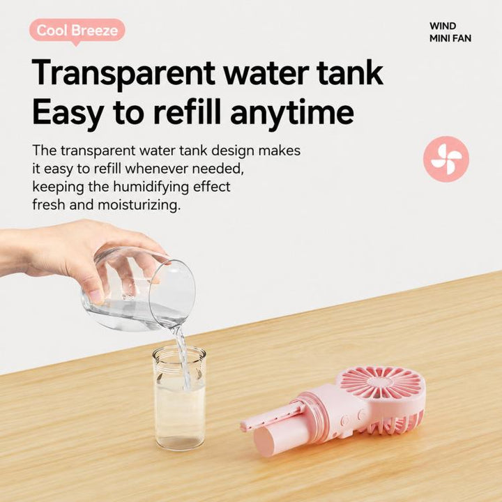Handheld Misting Fan Portable Water Spray Fan Type-C Rechargeable Mini Personal Face Mister Fan(F3 Pink) | Stornfield