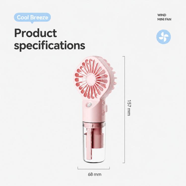 Handheld Misting Fan Portable Water Spray Fan Type-C Rechargeable Mini Personal Face Mister Fan(F3 Pink) | Stornfield