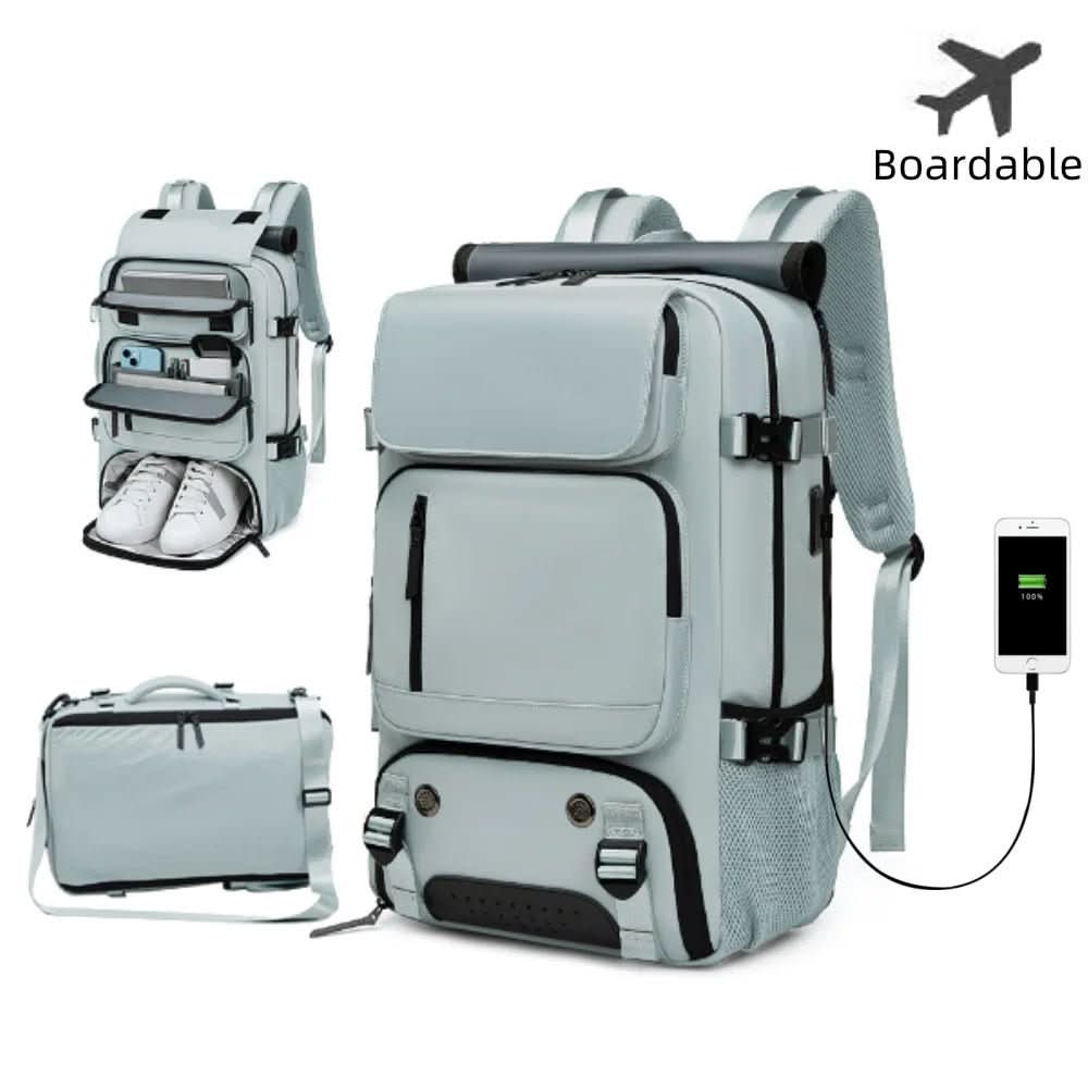 Stornfield | Travel backpack with USB connection, shoe compartment & anti-theft compartment