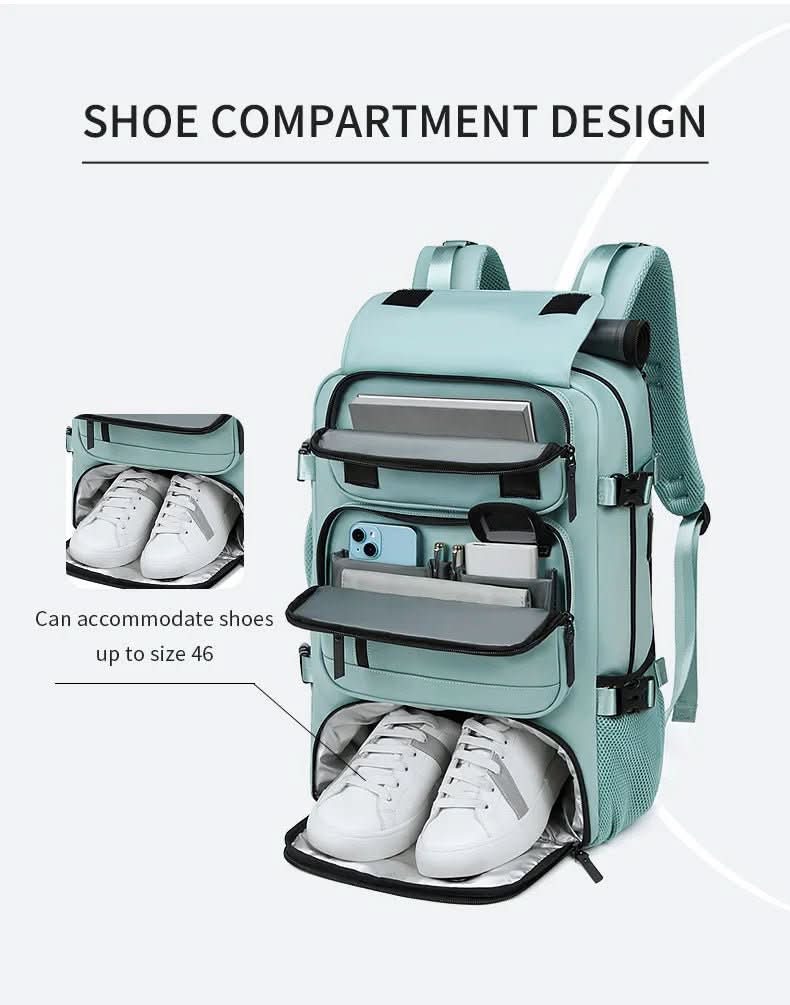 Stornfield | Travel backpack with USB connection, shoe compartment & anti-theft compartment