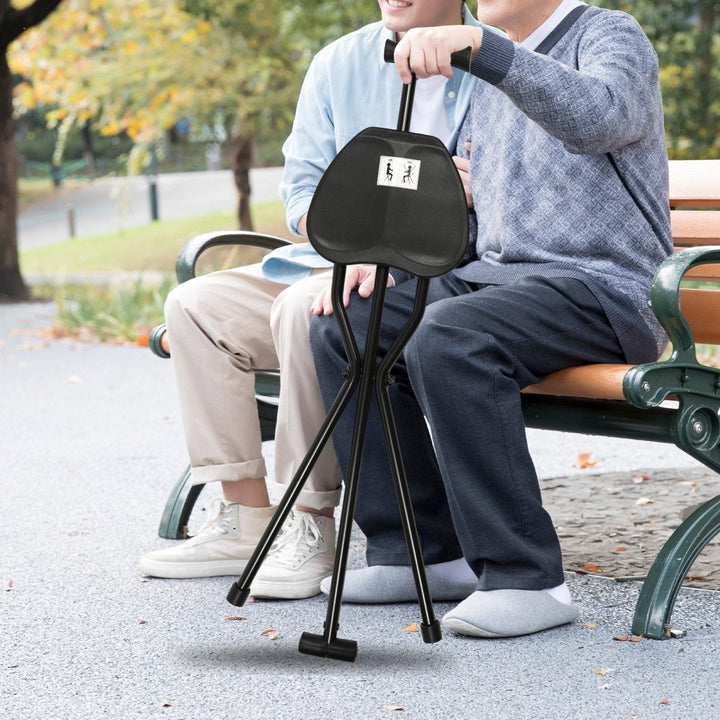Stornfield | Foldable Walking Stick with Integrated Seat | Lightweight Aluminum Alloy Mobility Aid | 113kg Load Capacity | Non-Slip TPR Ergonomic Handle | 3-Leg Tripod Stability