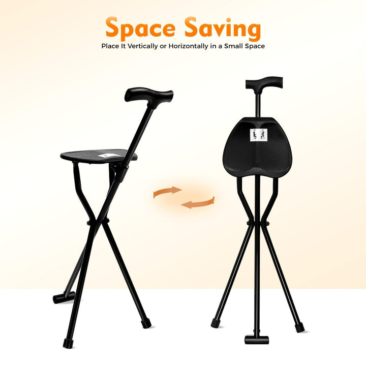 Stornfield | Foldable Walking Stick with Integrated Seat | Lightweight Aluminum Alloy Mobility Aid | 113kg Load Capacity | Non-Slip TPR Ergonomic Handle | 3-Leg Tripod Stability
