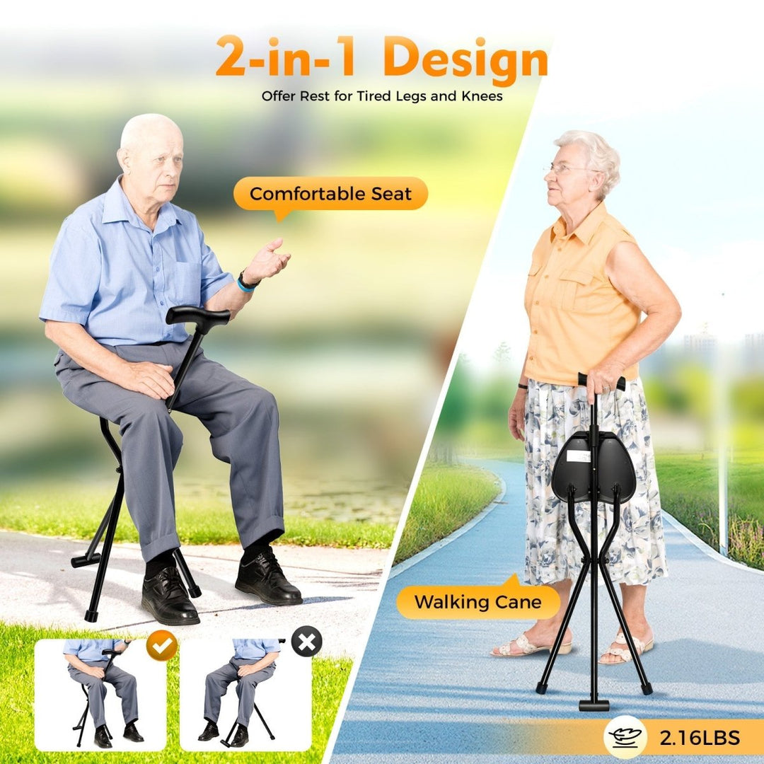 Stornfield | Foldable Walking Stick with Integrated Seat | Lightweight Aluminum Alloy Mobility Aid | 113kg Load Capacity | Non-Slip TPR Ergonomic Handle | 3-Leg Tripod Stability