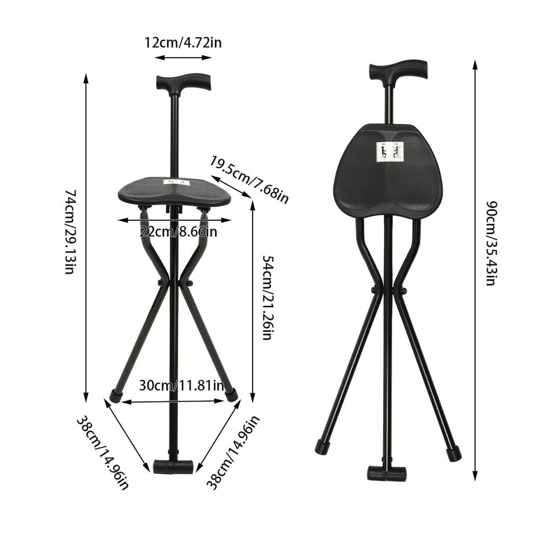 Stornfield | Foldable Walking Stick with Integrated Seat | Lightweight Aluminum Alloy Mobility Aid | 113kg Load Capacity | Non-Slip TPR Ergonomic Handle | 3-Leg Tripod Stability