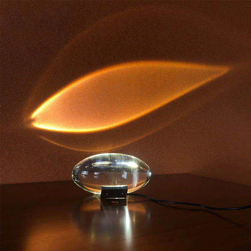 Stornfield | Crystal LED Table Lamp "Eye of the Sky" – Italian Design Bedside Projector Lamp for Living Room and Bedroom Decoration