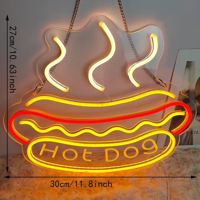 Neon Fast Food Sign – Bright Tacos Design, LED Night Light for Restaurants and Kitchens | Stornfield