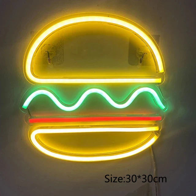 Neon Fast Food Sign – Bright Tacos Design, LED Night Light for Restaurants and Kitchens | Stornfield