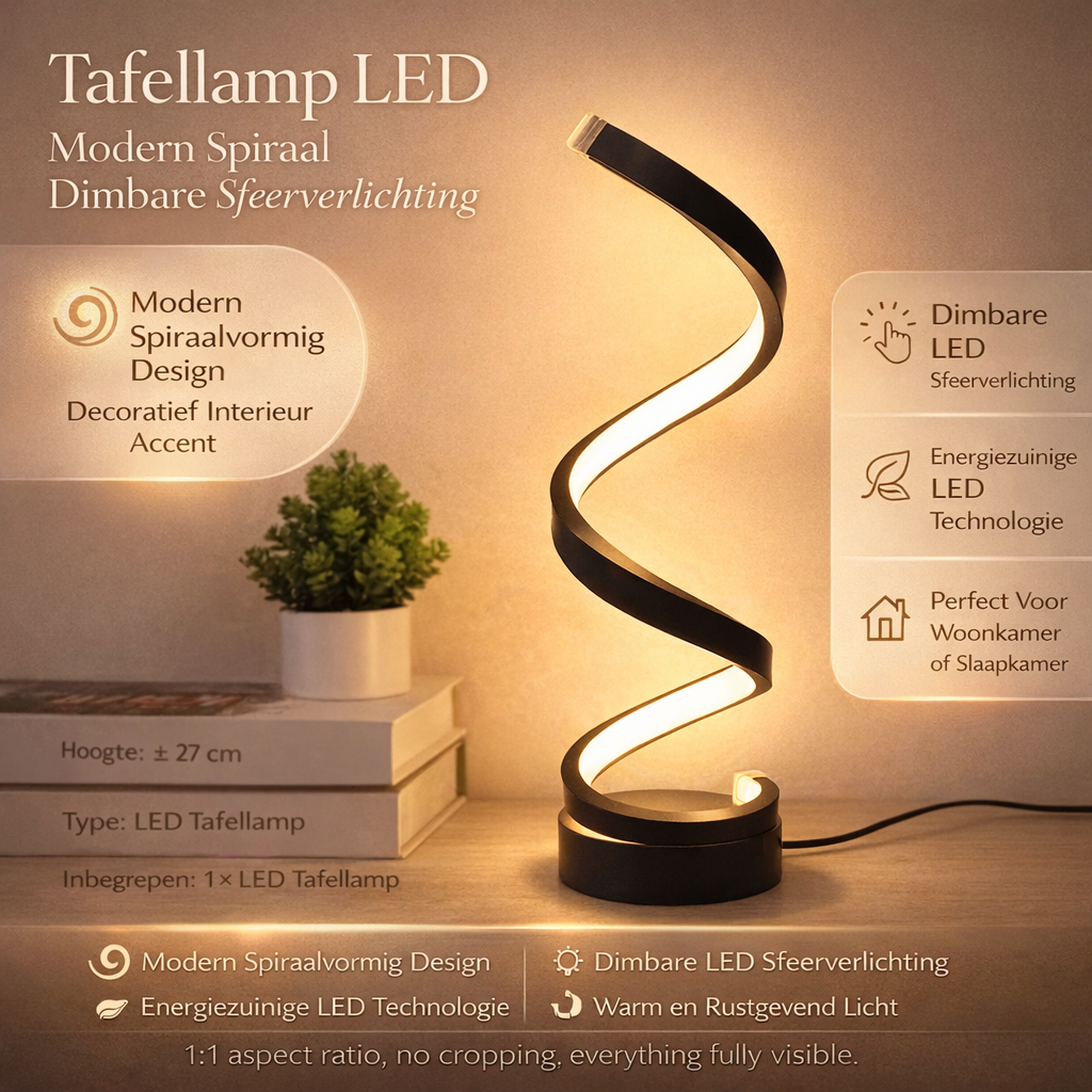 SpiralLight LED Table Lamp With Dimmable Lighting and Touch Control | Stornfield