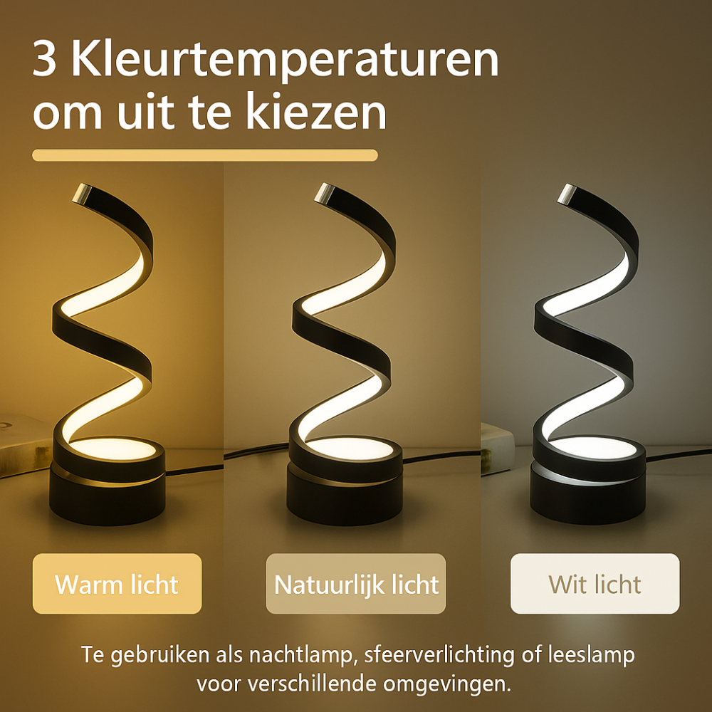 SpiralLight LED Table Lamp With Dimmable Lighting and Touch Control | Stornfield