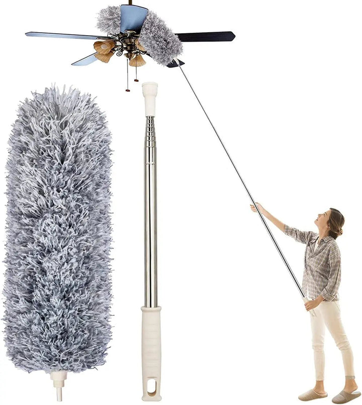 Stornfield | Telescopic dust duster with extra long microfiber head (Free 3 replacement cleaning heads)