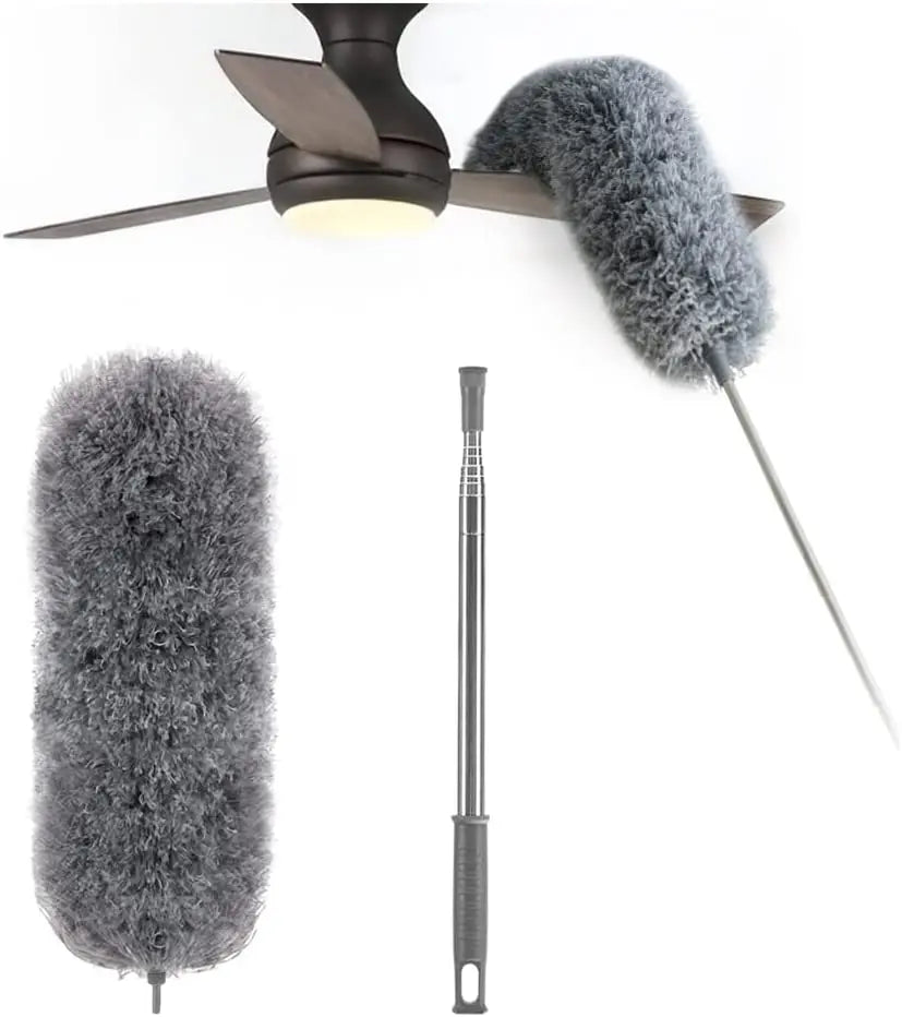 Stornfield | Telescopic dust duster with extra long microfiber head (Free 3 replacement cleaning heads)