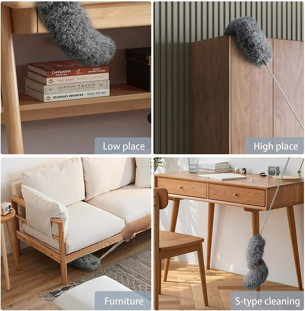 Stornfield | Telescopic dust duster with extra long microfiber head (Free 3 replacement cleaning heads)