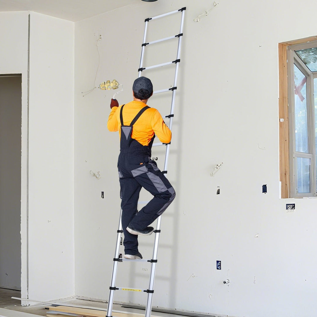 Telescopic ladder Aluminium Load capacity up to 150kg 2.6m-5m with stabilizer | Stornfield
