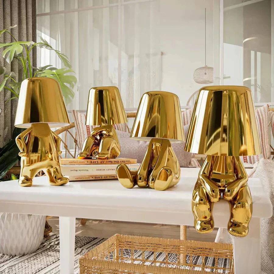 Stornfield | LED Golden Man Table Lamp – Playful Bedside Lamp for Bedroom and Decor