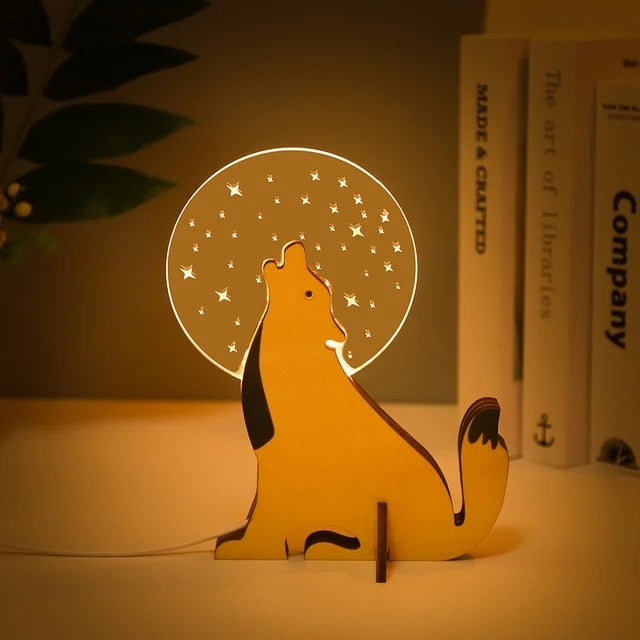 Stornfield | USB Wooden Acrylic Animal LED Night Light for Table