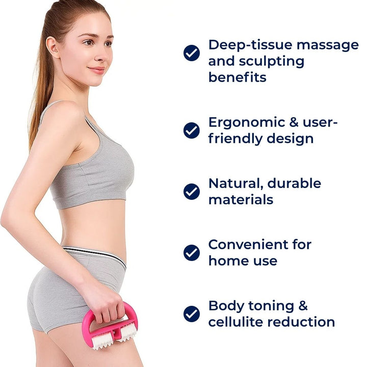 ToneWood | Cellulite Massager Roller – Deep Tissue Sculpting – Natural Wood – At Home Body Toning Stornfield