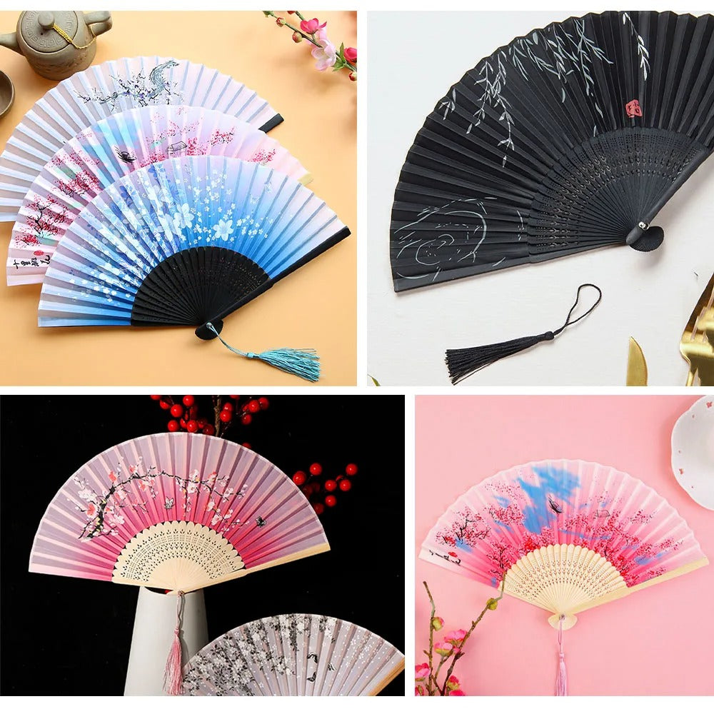 Traditional Japanese Style Floral Hand Fan | Stornfield
