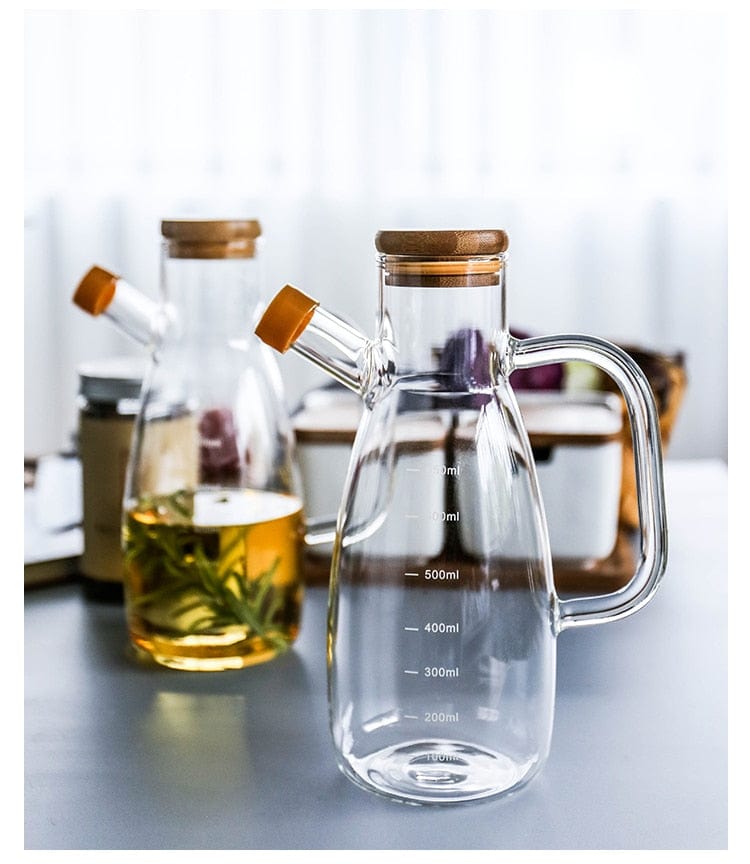 Stornfield transparent glass oil bottle with handle