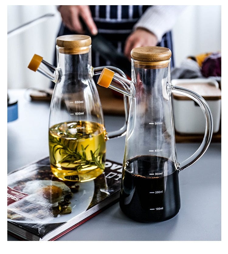 Stornfield transparent glass oil bottle with handle