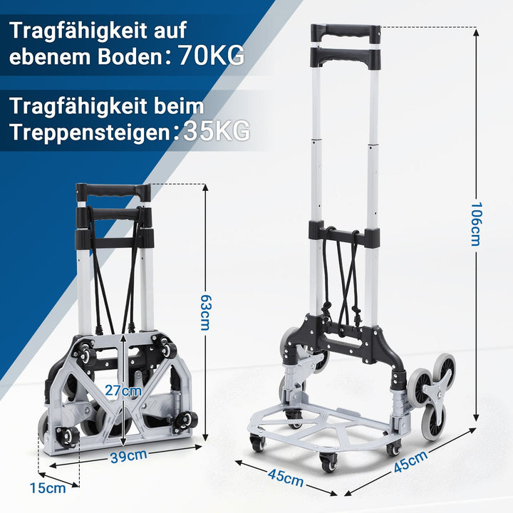 Stair Climber Trolley Foldable Stair Hand Truck up to 75kg | Stornfield