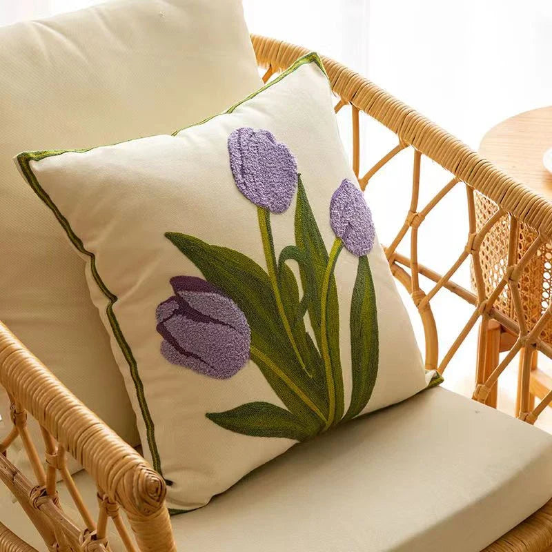Embroidered Tulip Cushion Cover | Stornfield